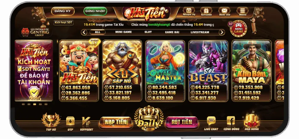 Các game nổ hũ tại Hũ Tiền 2026